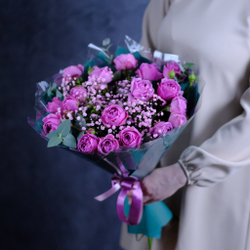 Букет #492 с пионовидными розами "Мисти"