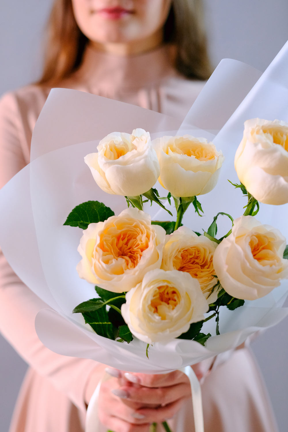 Букет садовых роз Вики Айвори #221
