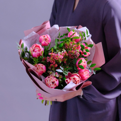 Нежный букет с тюльпанами «Любимка» #823