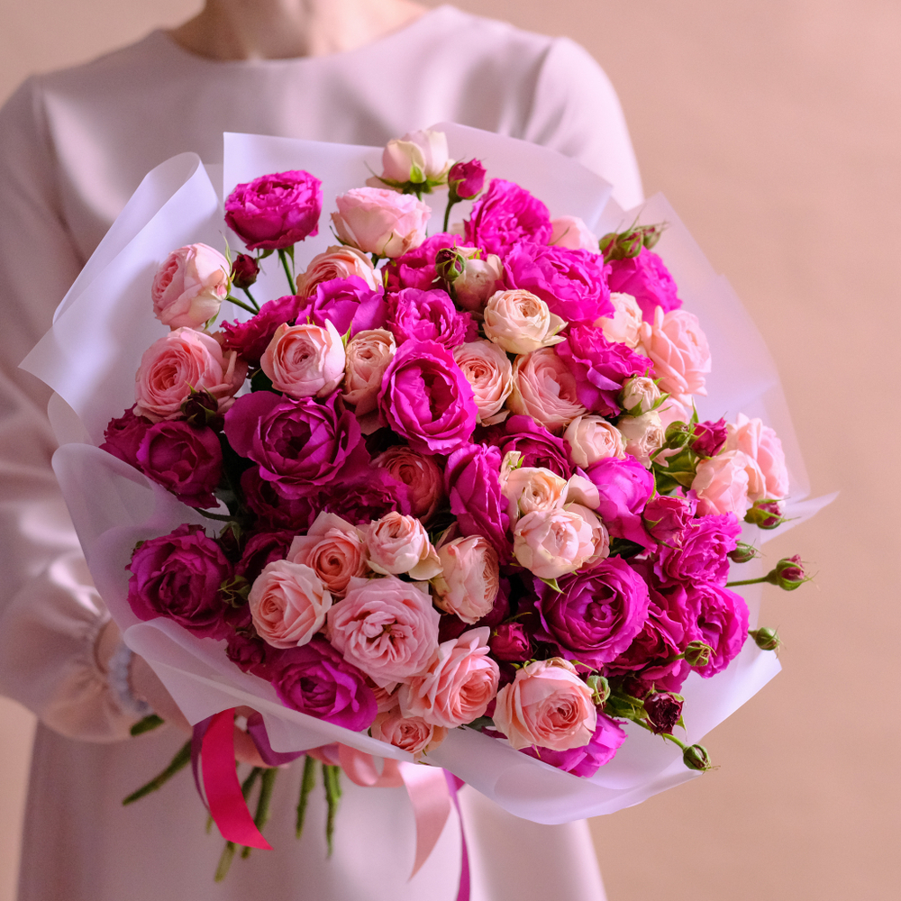 Букет пионовидных роз «Сладкая греза» #129