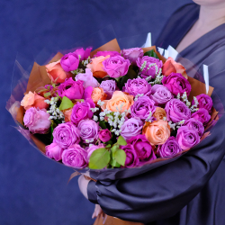 Букет пионовидных роз «Карамель» #406