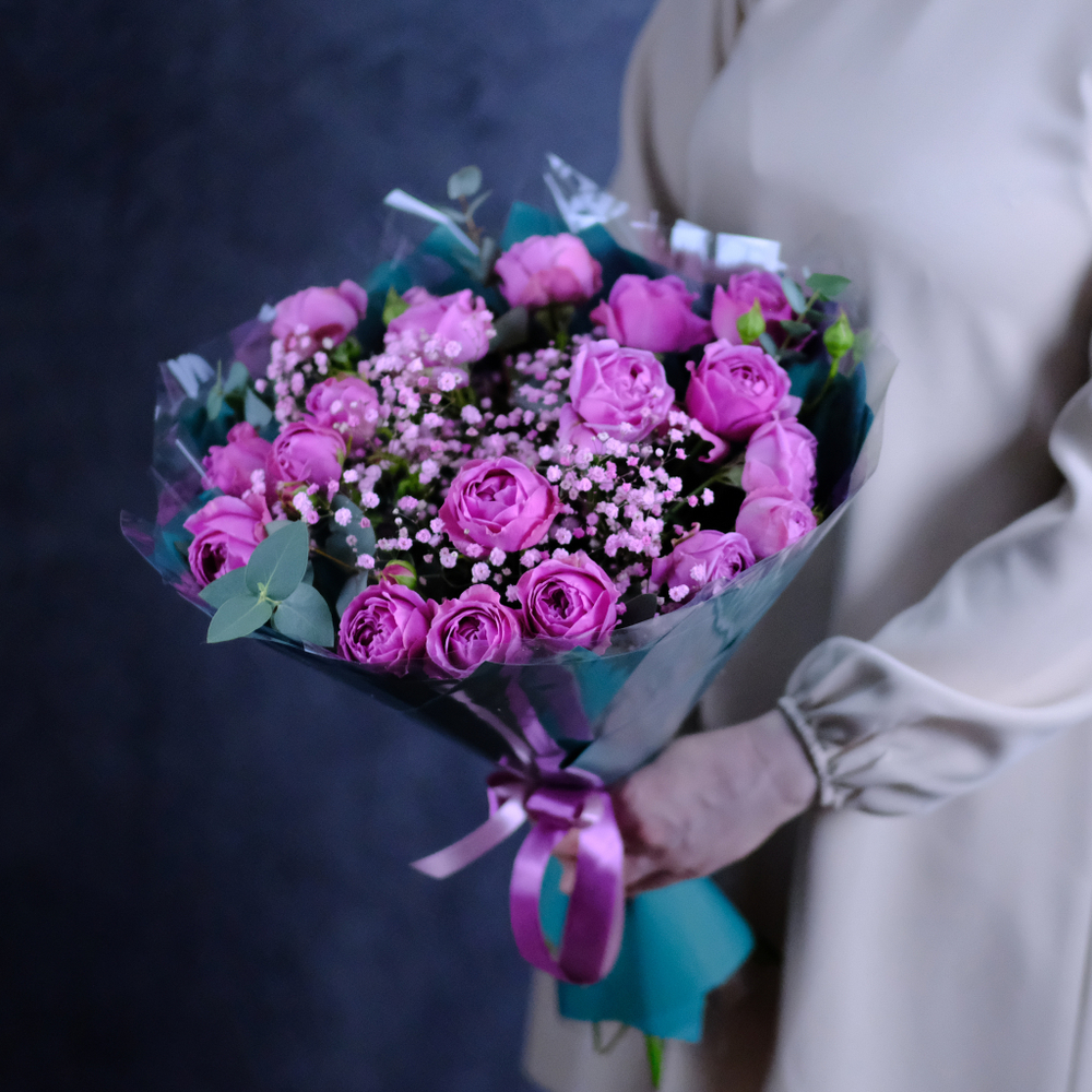 Букет #492 с пионовидными розами "Мисти"