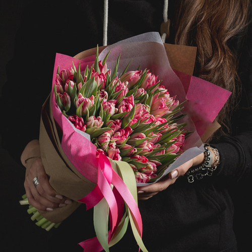 Купить Тюльпаны пионовидные двухцветные Flash Point от 9шт