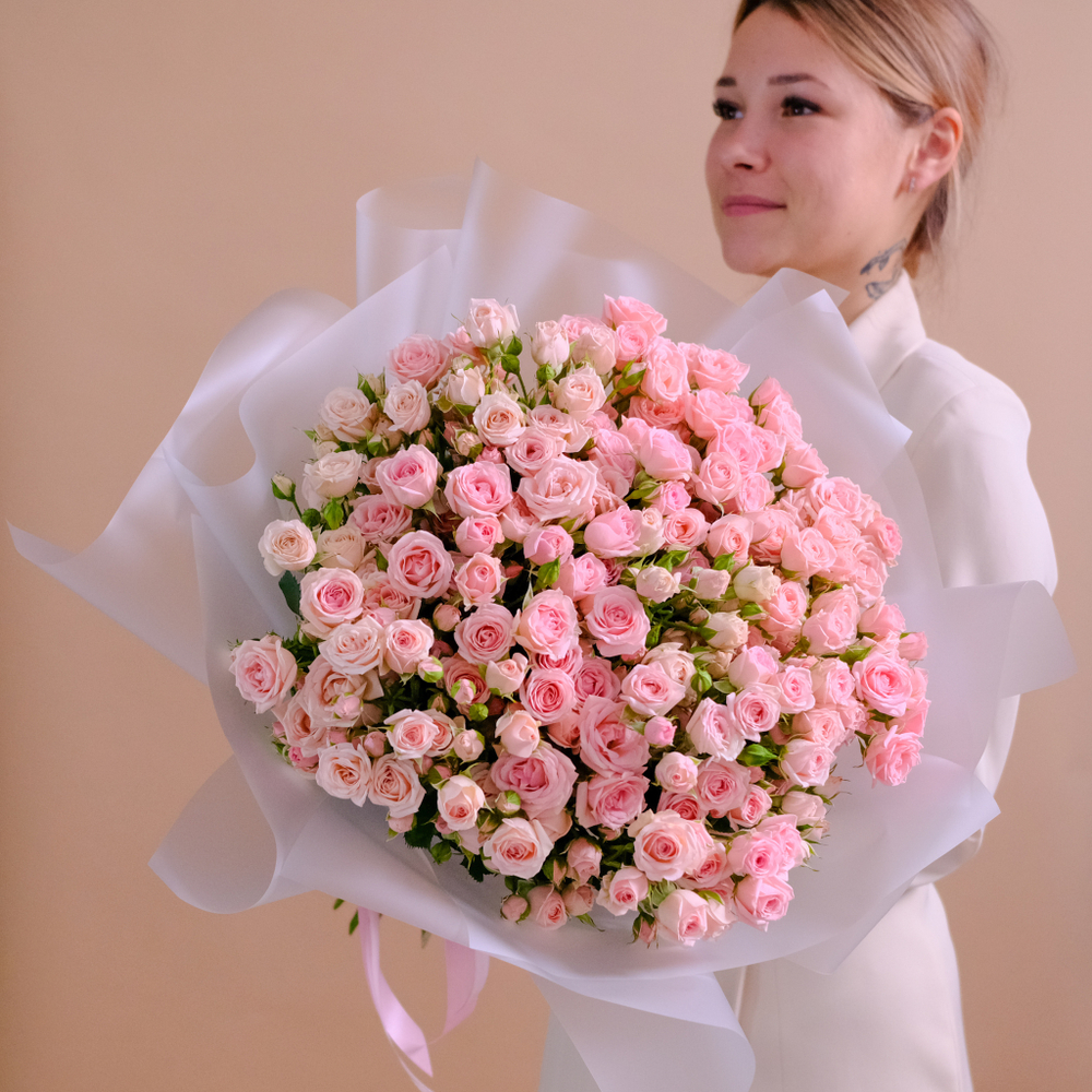 Нежный букет кустовых роз «Лидия»‎ #959