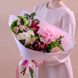 Нежный букет с французской розой и орхидеей #128