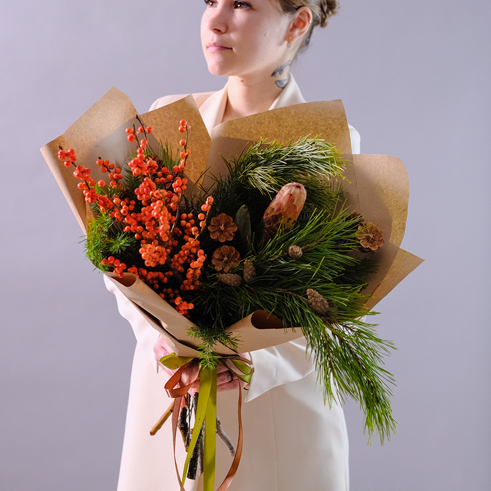Зимний эко-букет с протеей #339