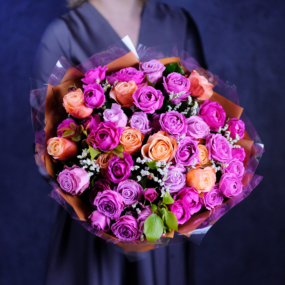 Букет пионовидных роз «Карамель» #406