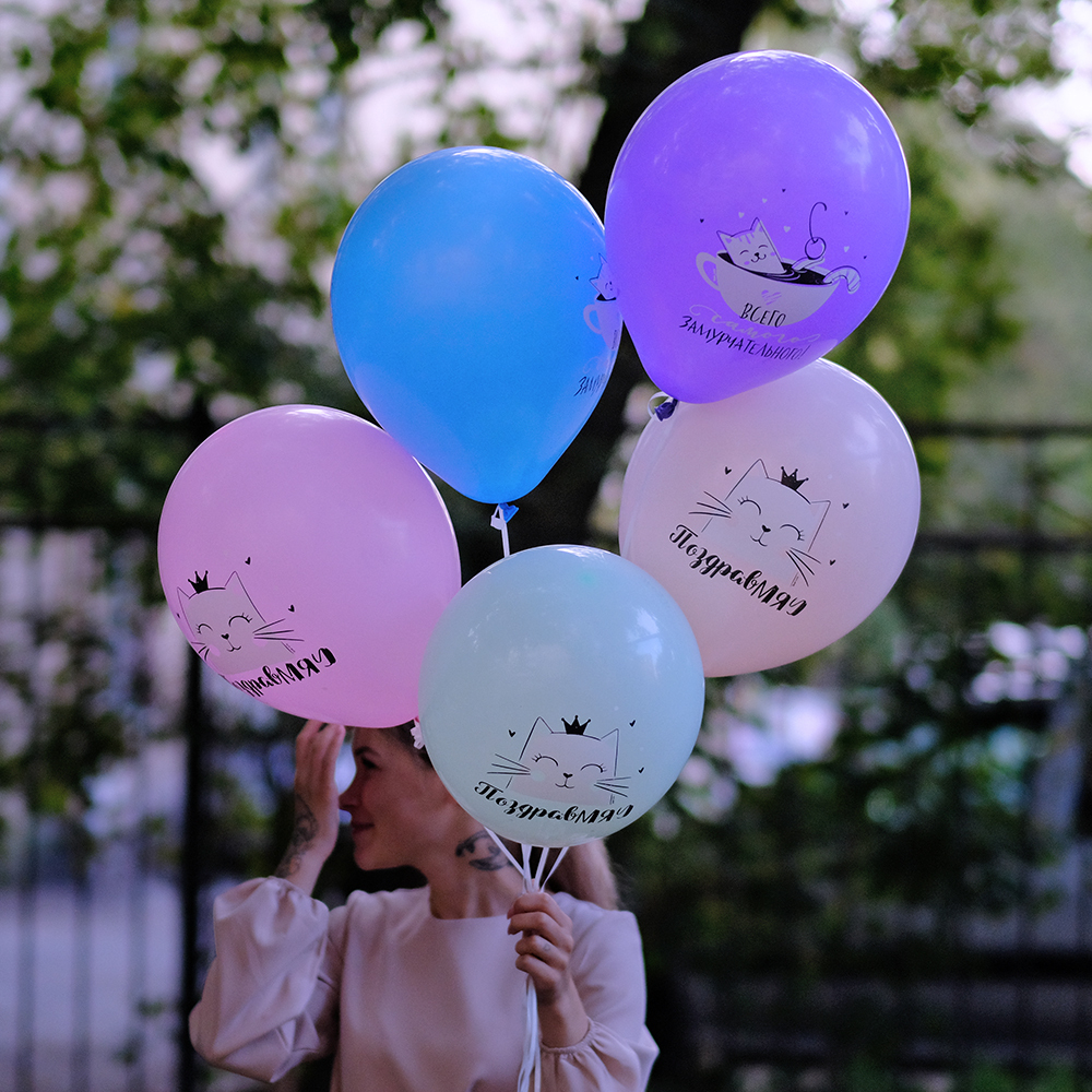 Воздушные шары "С днем рождения" Кошка Мэри