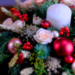 Уютная новогодняя композиция #712 со свечой
