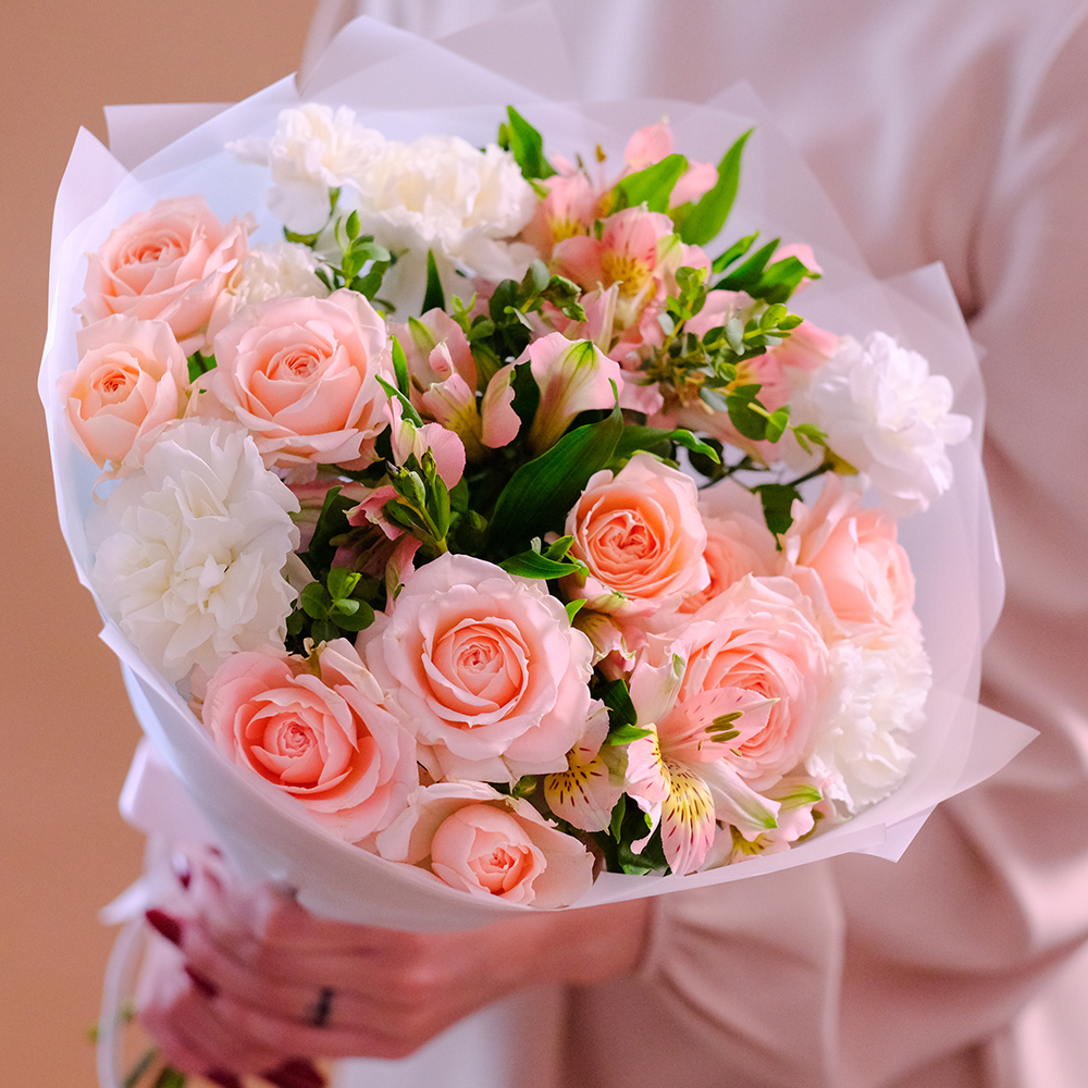 Нежный букет с пионовидными розами "Для неё" #163
