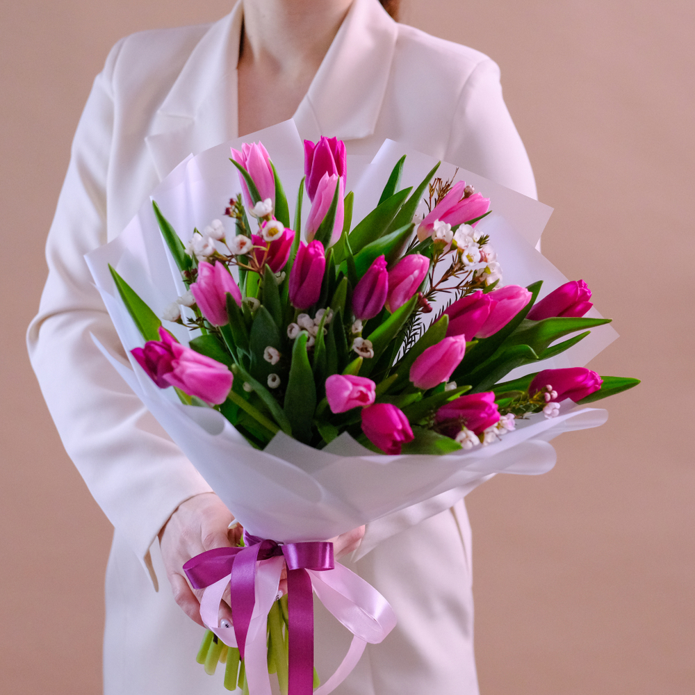 Букет тюльпанов "Малинка"