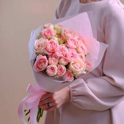 Букет пионовидных роз "Розовый жемчуг"