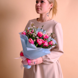 Нежный букет с тюльпанами «Любимка» #823