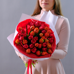 Букет пионовидных тюльпанов "Апельсиновый фреш"