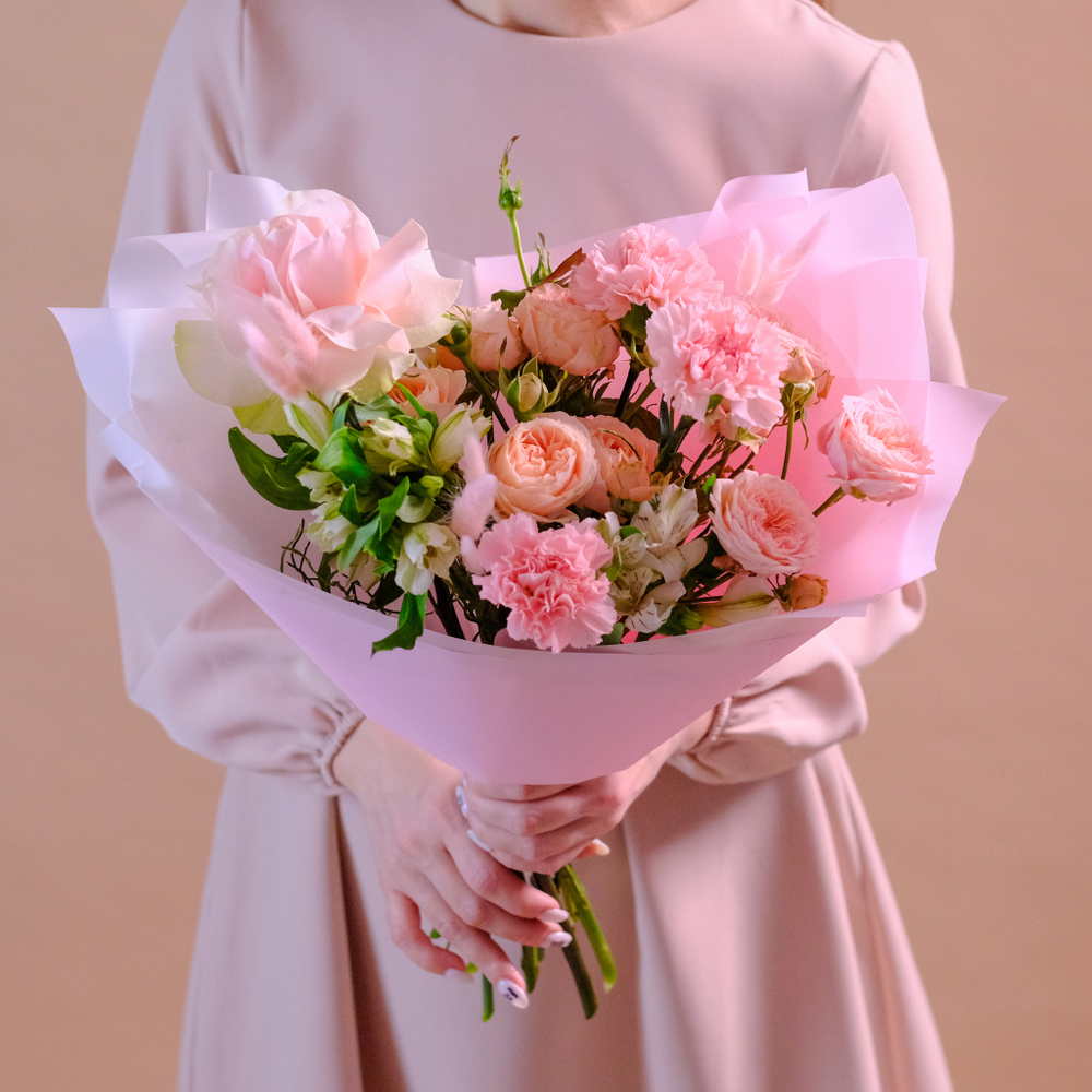 Нежный букет с французской розой #724